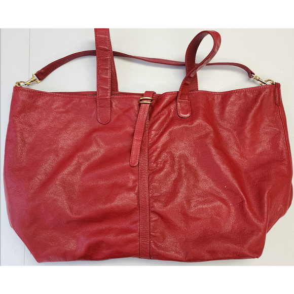 Anthropologie Nest Red Tote Boho Leather made in CANADA - Picture 10 of 10